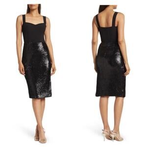 NWT Dress the Population Malise Sequin Dress Black Size XXL #D5961 Knee Length